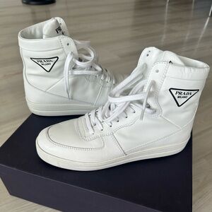 Prada leather high top sneakers